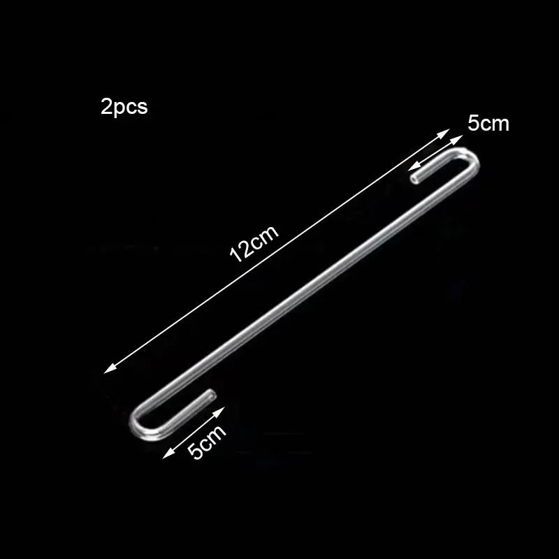 Two clear acrylic aquarium air tubing connectors shown with dimensions of 12cm and 5cm.