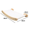 Wall-mounted wooden cat climbing hammock with dimensions 48cm long and 10cm high.