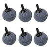 A set of four gray aquarium air stone diffusers with black nozzles.