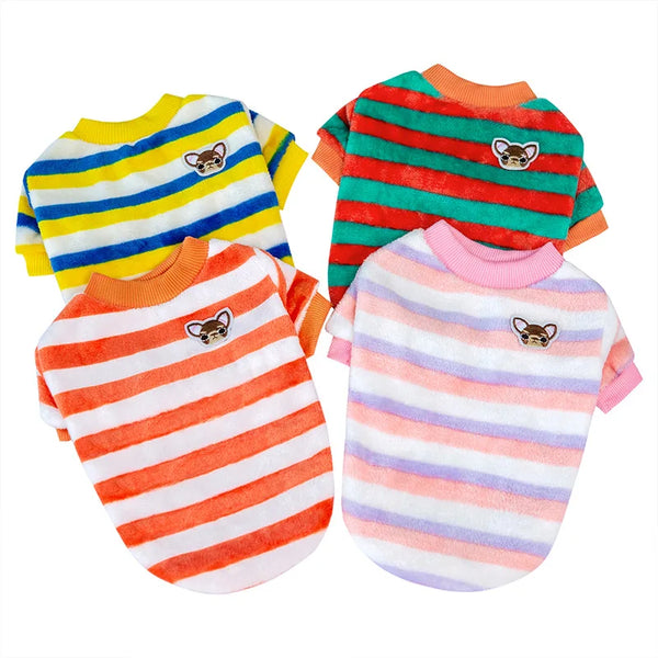 Sudadera con Capucha de Franela a Rayas Arcoíris para Perro