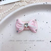 Pink Bow Pet Hair Clip with Rhinestone & Pearl Accents