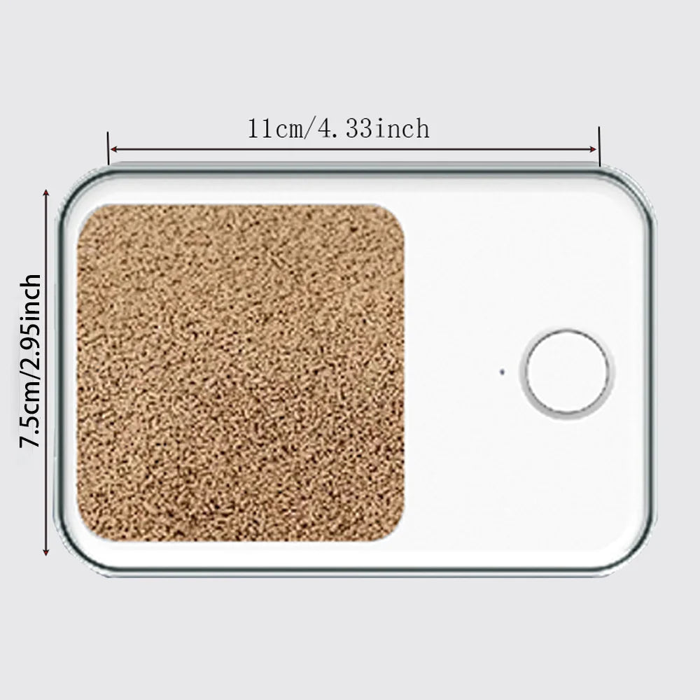 A rectangular, clear container filled with brown aquarium fish food pellets.