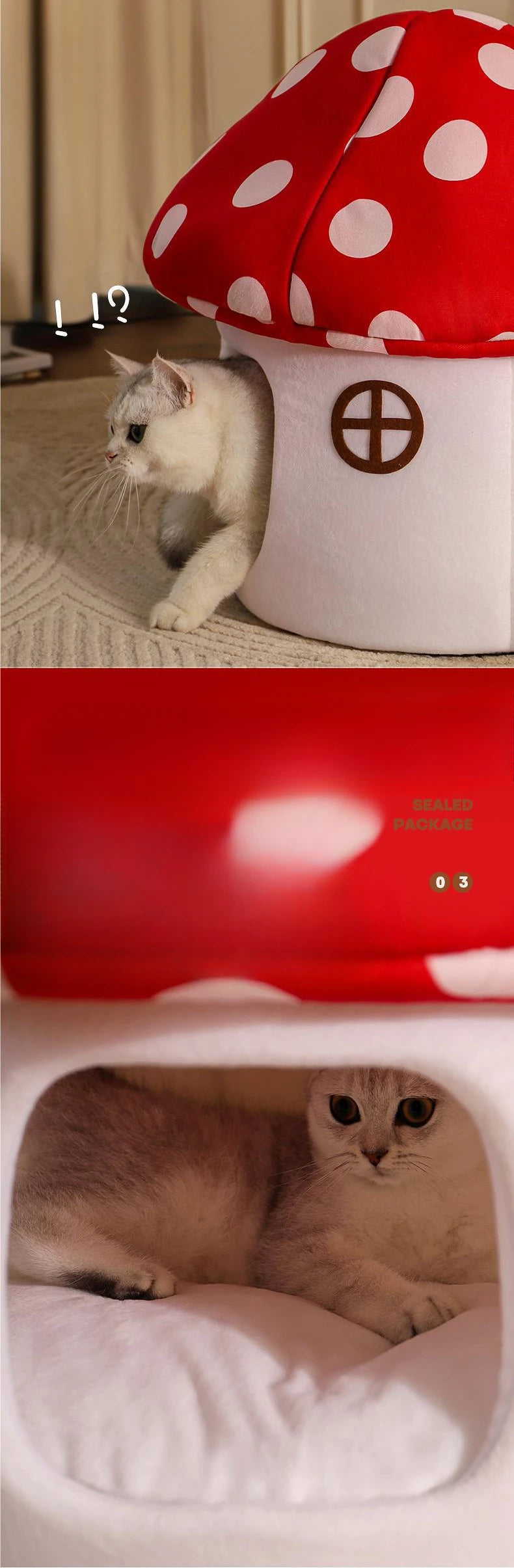 Half-Enclosed Mushroom Cat Bed