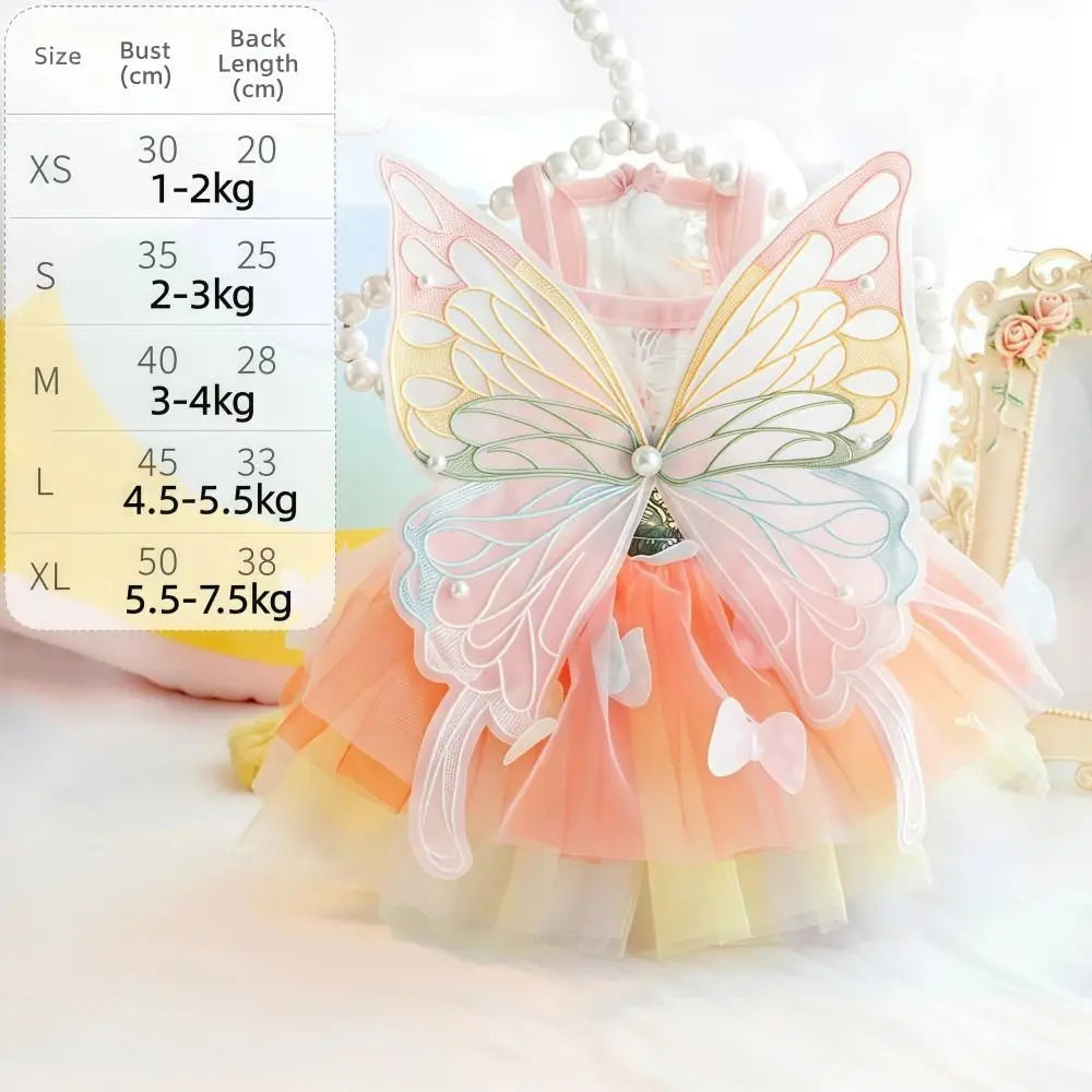 Rainbow Butterfly Tutu Dress for Small Dogs and Cats