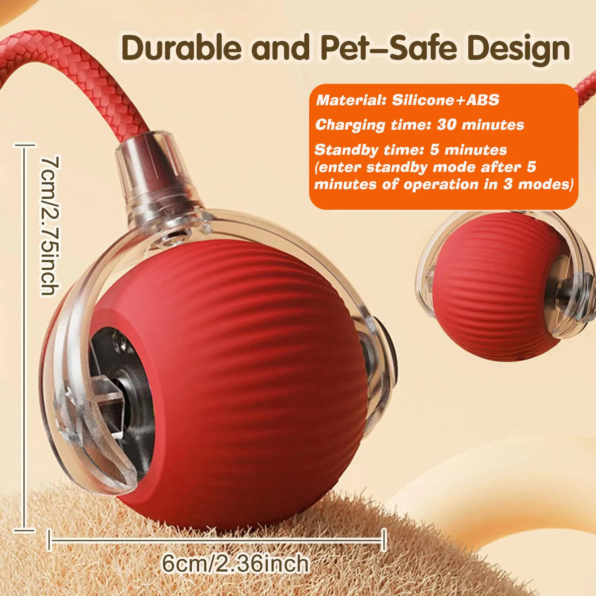 Interactive Rolling Cat Toy Ball with Smart Obstacle Avoidance