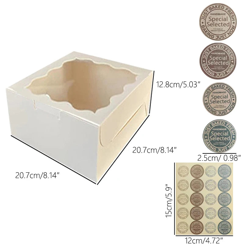 Set of 10 Cake Boxes with Clear Window for Bakery and Gifting