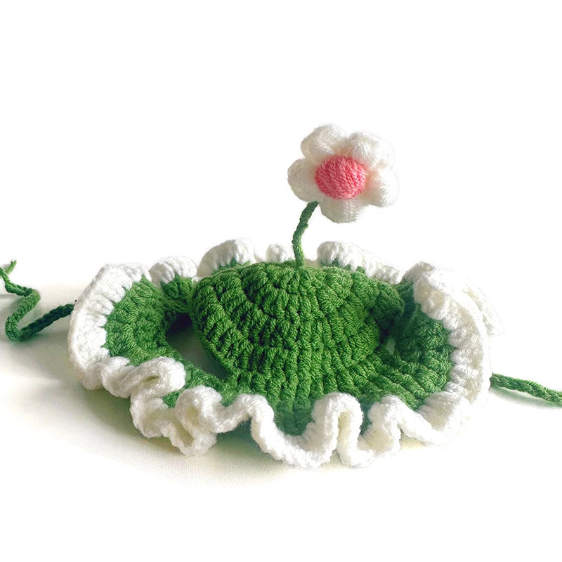Cute Adjustable Cat Hat with Flowers for Cats and Small Dogs
