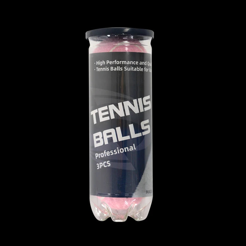A tube of professional tennis balls, packaged for training and play.