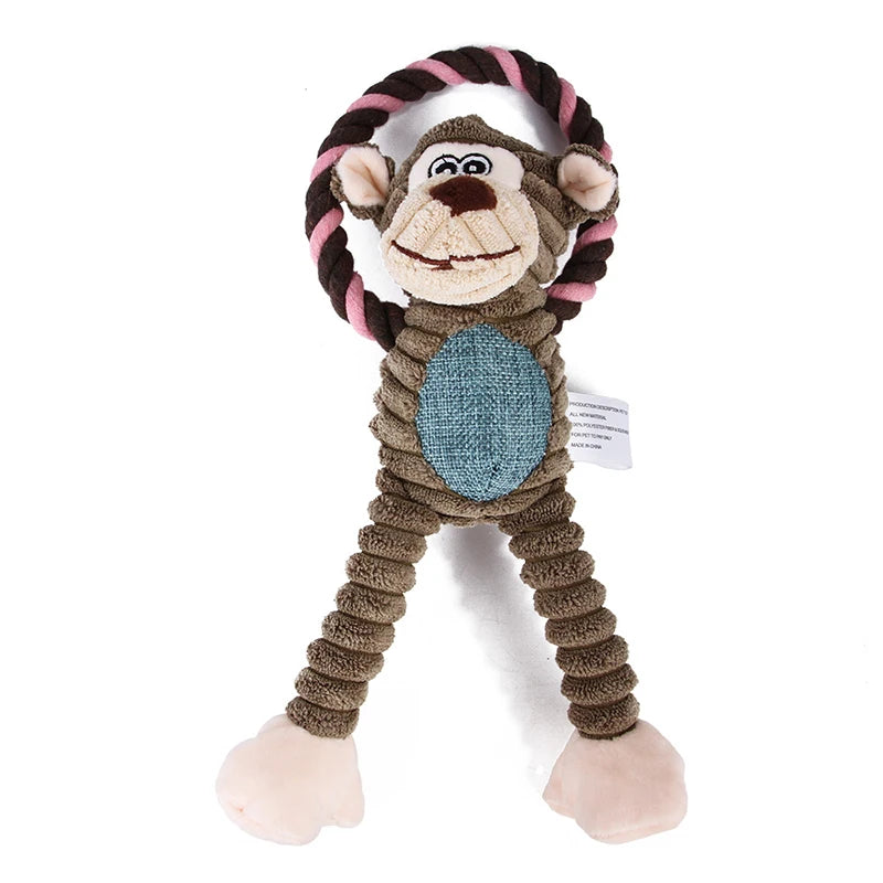 Plush Bone Squeaky Dog Toy for Teething and Play