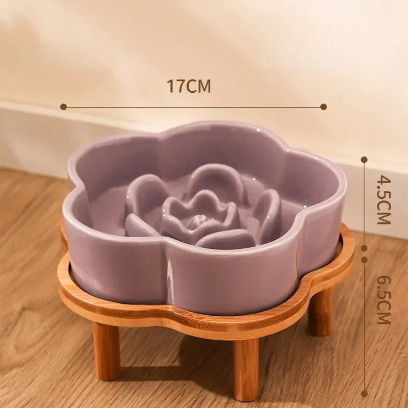 Ceramic Slow Feeder Bowl for Cats and Small Dogs