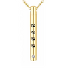 A gold-colored stainless steel pet memorial necklace featuring paw prints and a diamond charm.