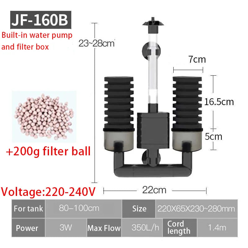 Filtre Submersible pour Aquarium avec Éponge Biochimique