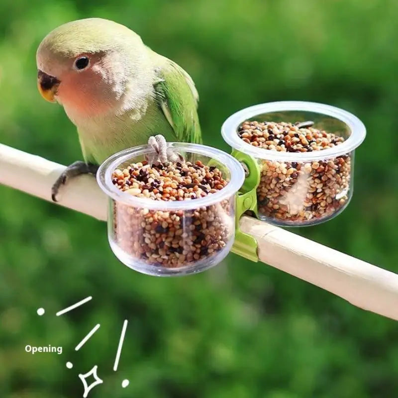 Clip-On Bird Feeder Cup for Parrot Food and Water