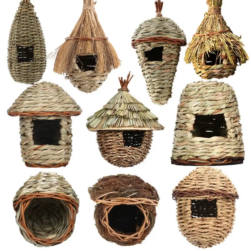 Handwoven Natural Grass Hanging Bird Nest for Small Birds