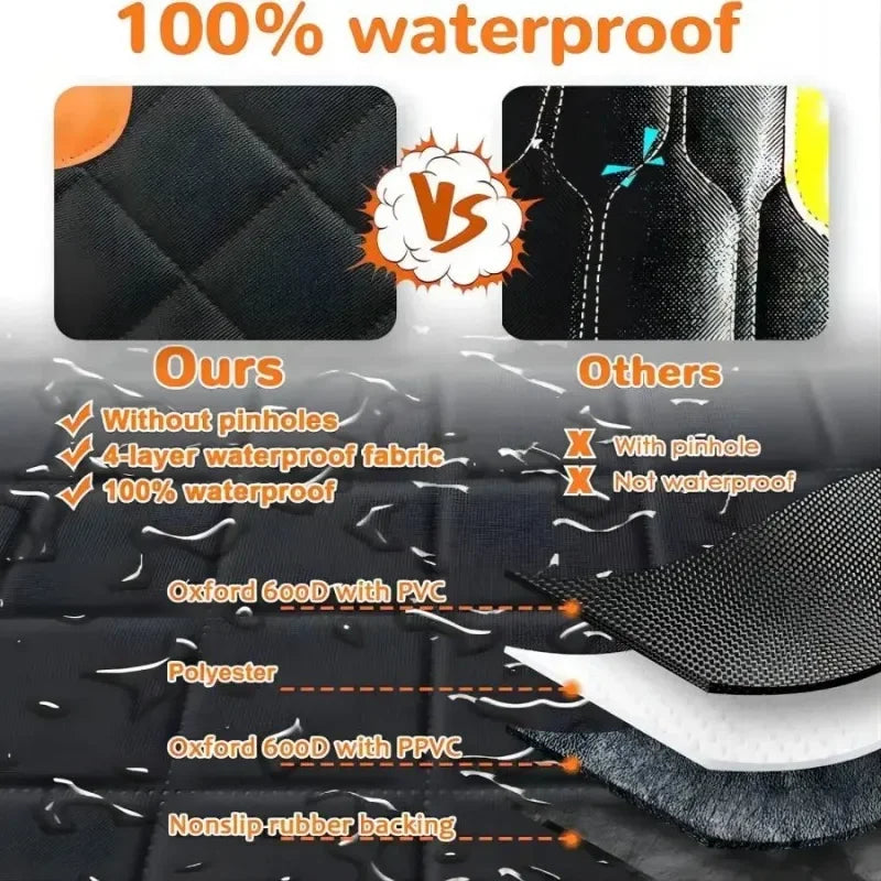 Waterproof Dog Car Seat Cover with Mesh Window and Side Zippers