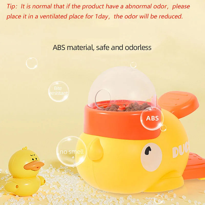 Yellow Duck-Shaped Interactive Treat Dispenser for Cats and Dogs