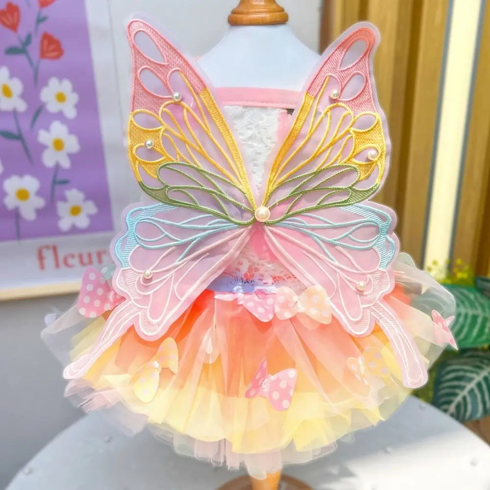 Rainbow Butterfly Tutu Dress for Small Dogs and Cats