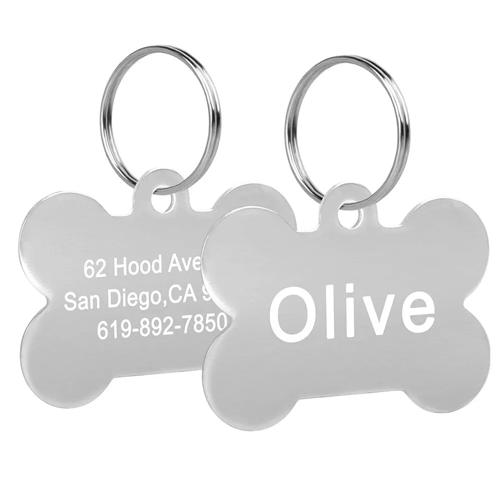 Personalized Bone-Shaped Pet ID Tag with Custom Engraving