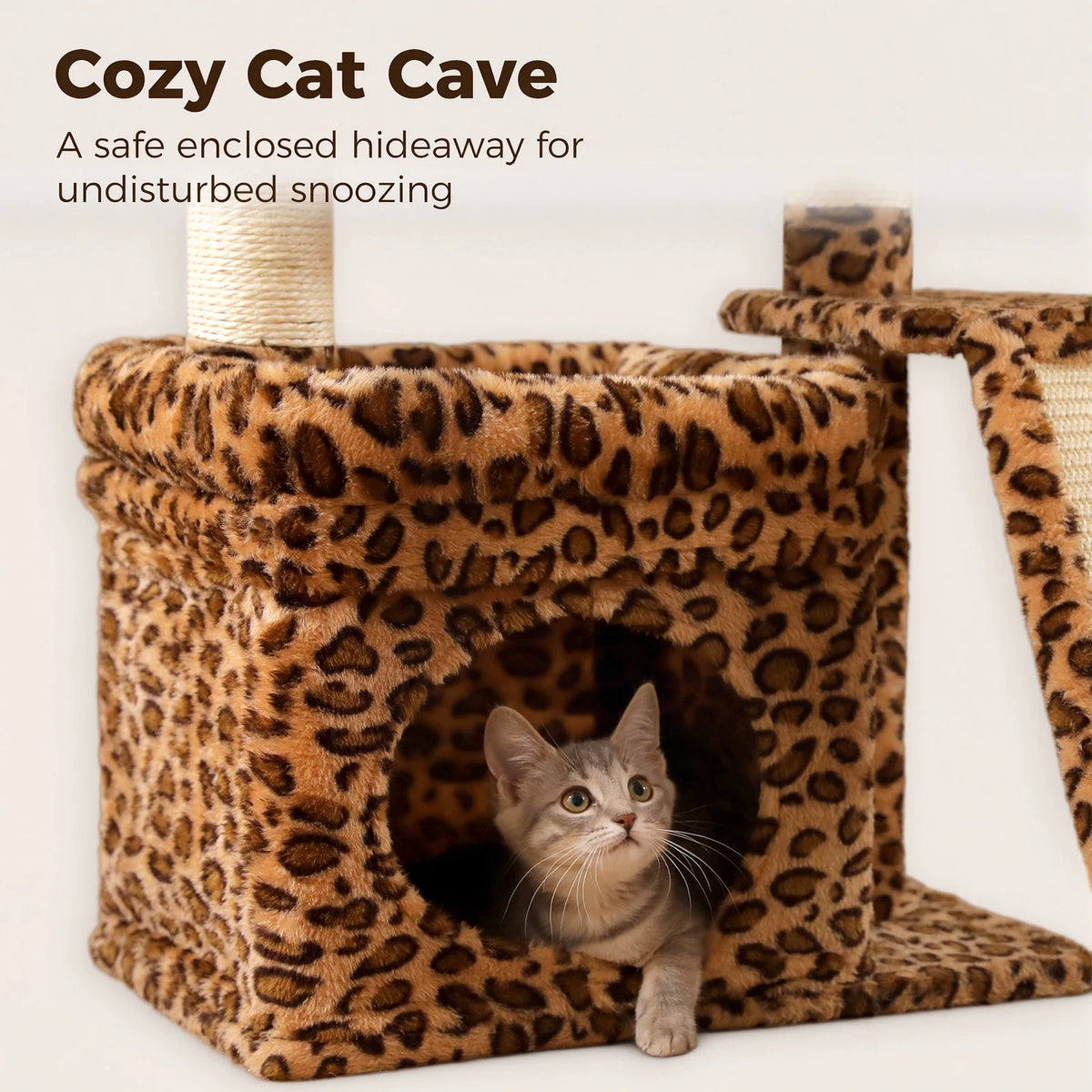 Compact Cat Tree Tower with Sisal Scratching Posts and Cozy Perches
