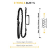 Black heavy duty bungee dog leash showing minimum and maximum lengths with padded handles