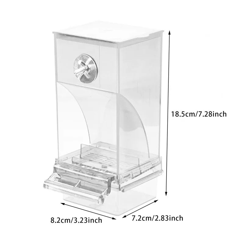 Klares Acryl-Vogelfutter und Wasserdispenser mit kuppelformiger Futtertrage