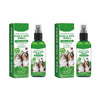 Three green bottles of intimate pet care flea and tick spray for cats and dogs