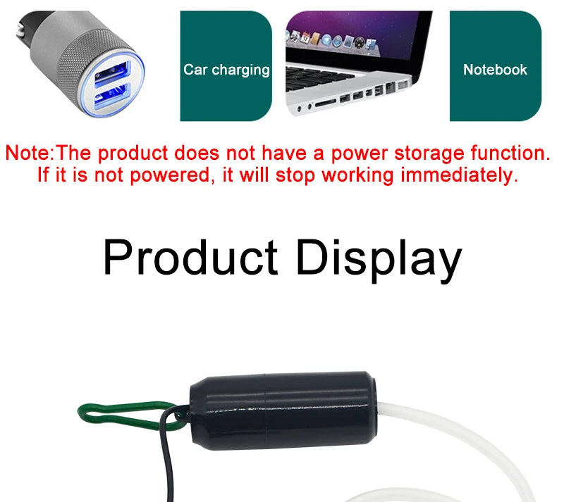 Energy-Saving USB Aquarium Air Pump with Air Stone and Silicone Tube
