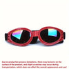 A pair of red-framed, tinted sunglasses with adjustable straps shown against a white background.