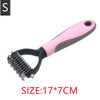 Pink and black stainless steel pet dematting comb for dogs and cats