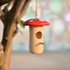 Wooden Hanging Hummingbird House with Natural Finish