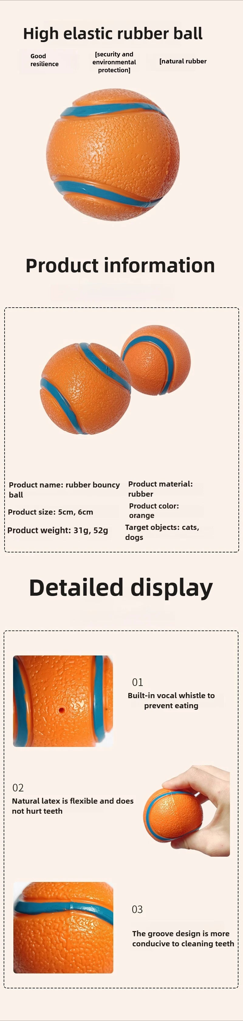 Durable Squeaky Dog Toy Ball