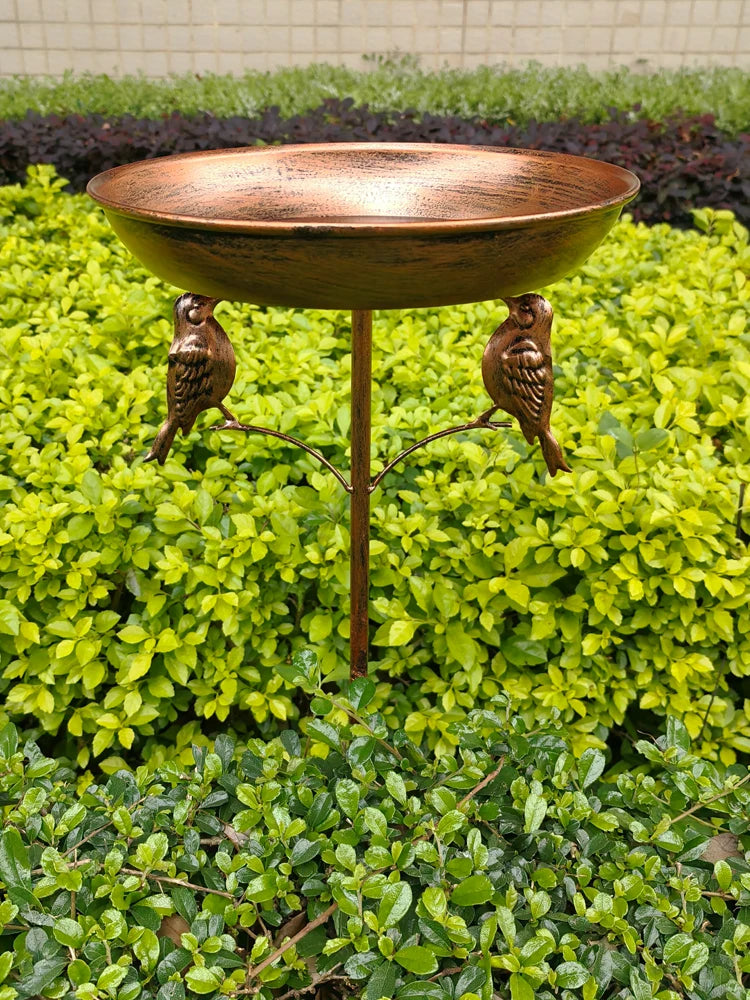 Vintage Copper Bird Bath and Feeder with Five Stable Legs