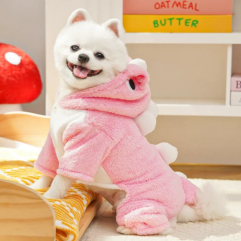 Cozy Fleece Dog Hoodie with Playful Animal Design