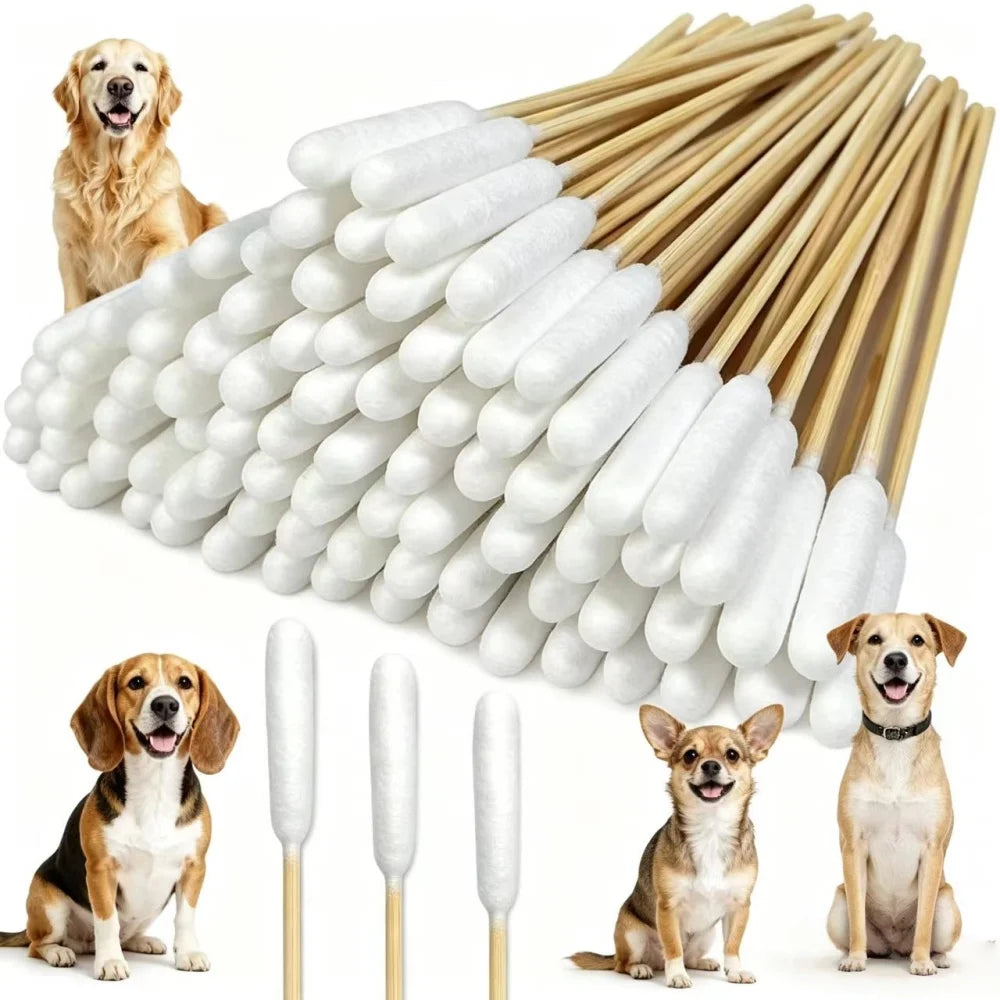Extra-Long Double-Tipped Cotton Swabs for Pet Ear Care