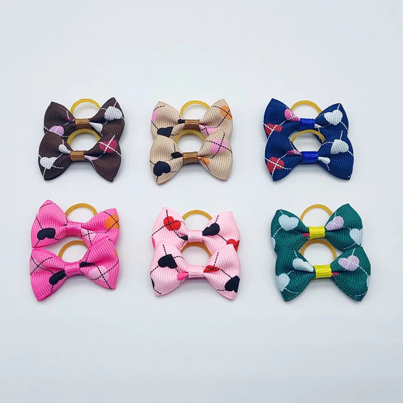 Pet Hair Bows with Elastic Bands (100-Pack)