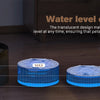 Automatic pet water fountain showing different water levels marked as MAX, MIN, and a visible water level.