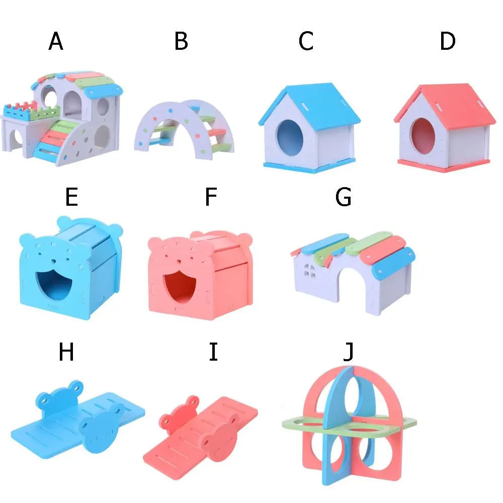 Rainbow Staircase Wooden Hamster House with DIY Assembly Kit
