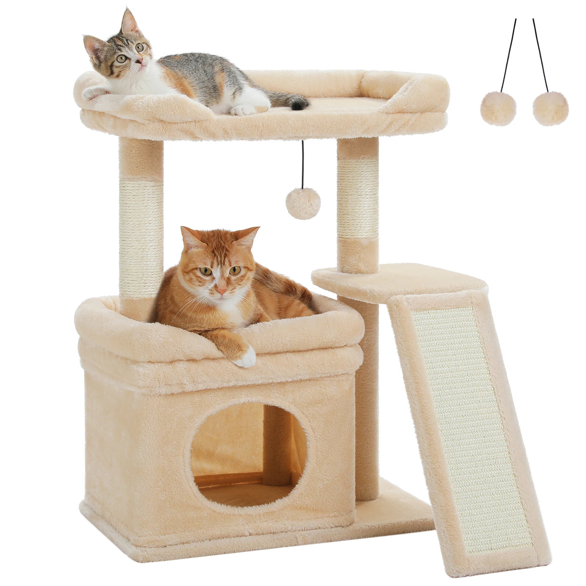 Compact Cat Tree Tower with Sisal Scratching Posts and Cozy Perches