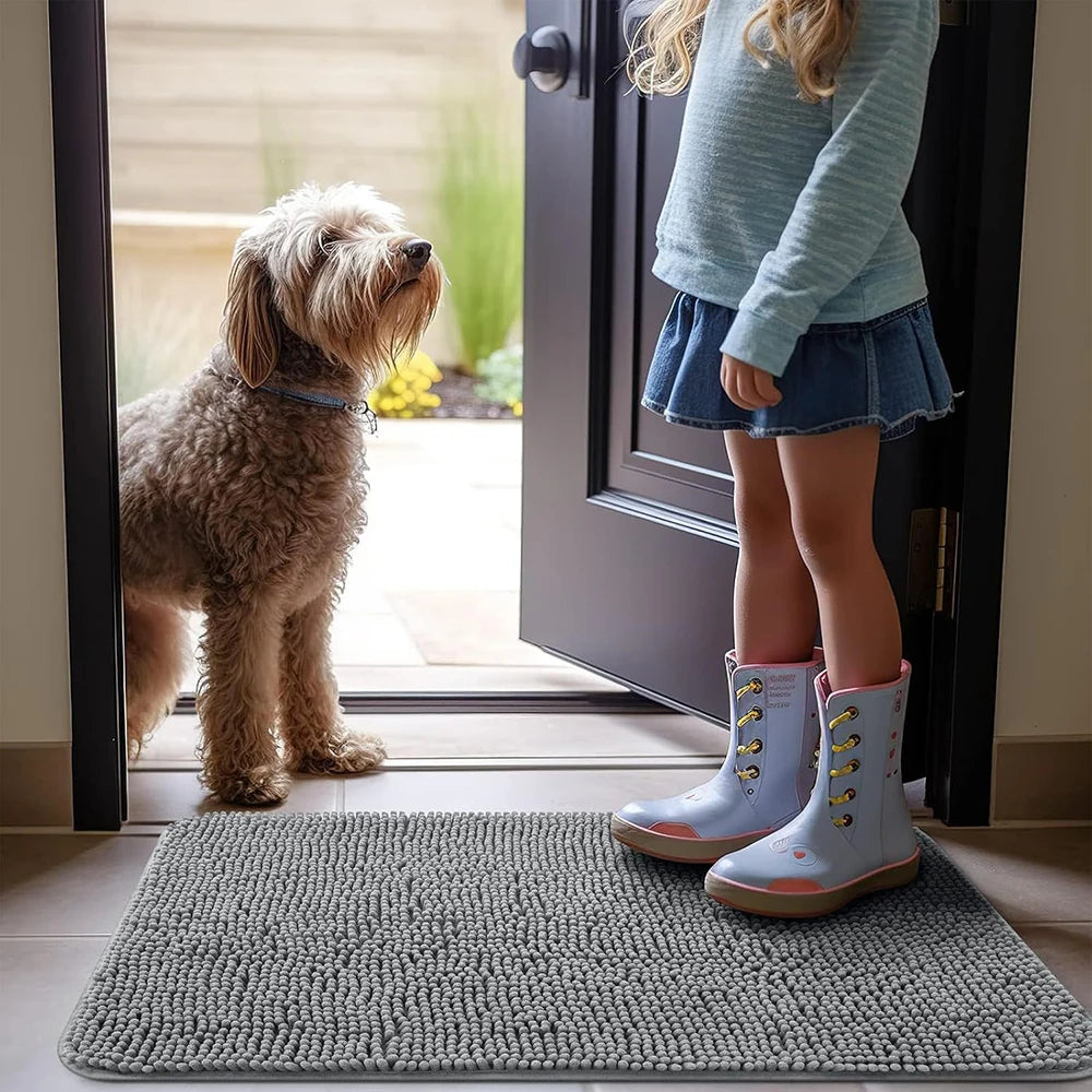 Absorbent Non-Slip Dog Doormat for Muddy Paws, Quick-Drying Washable Entryway Mat