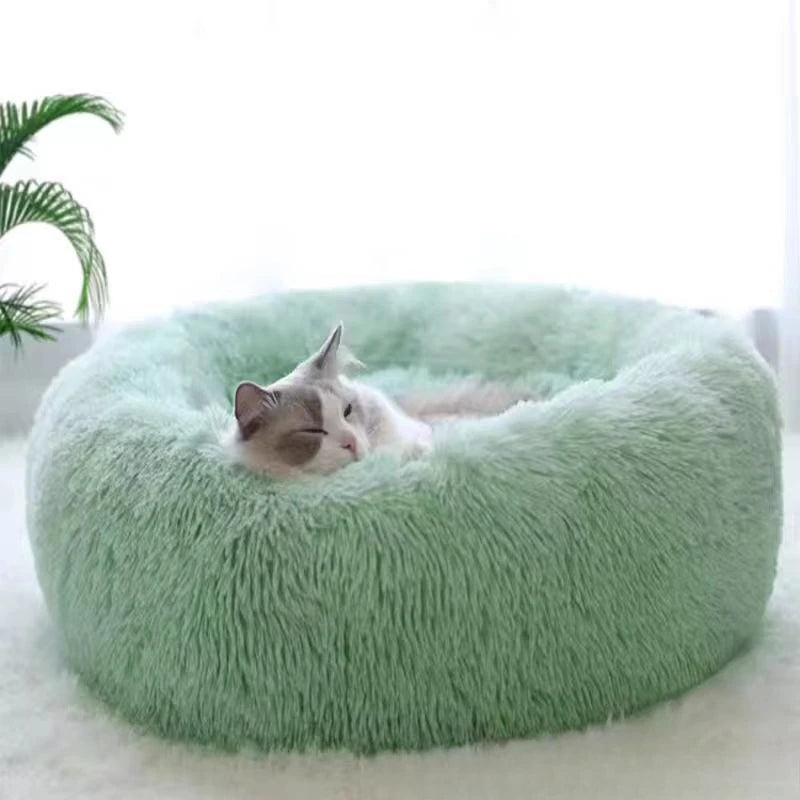 Lit pour animaux en peluche rayé et douillet