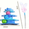 Interactive Cat Turntable Toy with Feather Wand and Rolling Ball