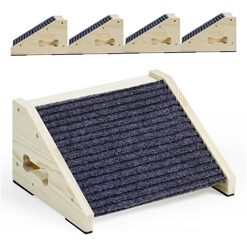 Solid Wood Pet Stairs with Non-Slip Steps for Small Dogs & Cats