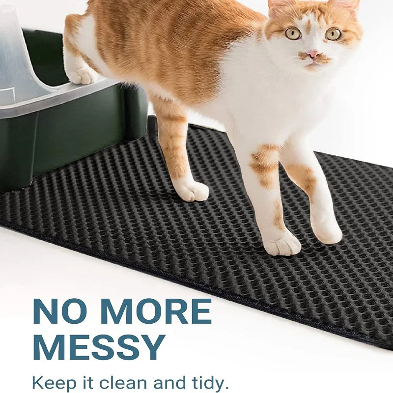 Double-Layer Waterproof Cat Litter Mat with Anti-Slip Base