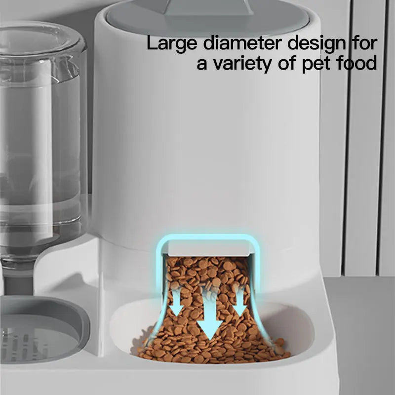 Gravity-Fed Cat Water Dispenser & Feeder with Spill-Proof Design