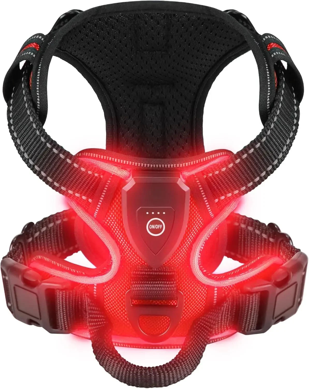 Rechargeable LED Dog Harness with 3 Light Modes for Night Safety