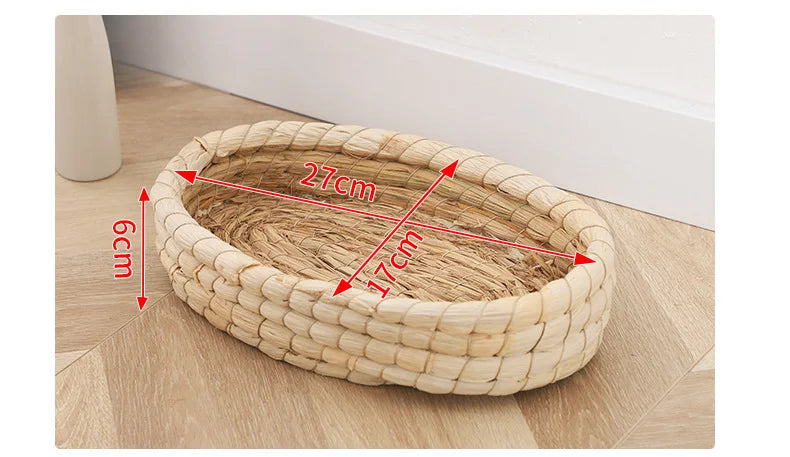 Handwoven Natural Straw Rabbit Grass Mat for Small Pets
