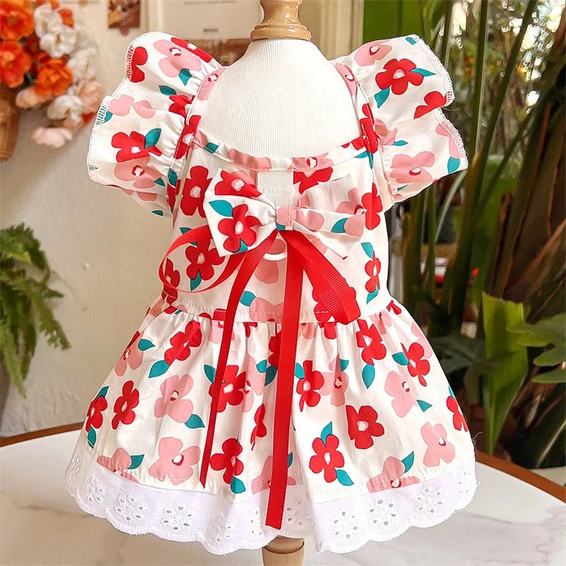 Floral Summer Princess Dress for Small Dogs and Cats