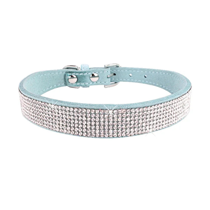 Kristall-Straß-Halsband aus Leder