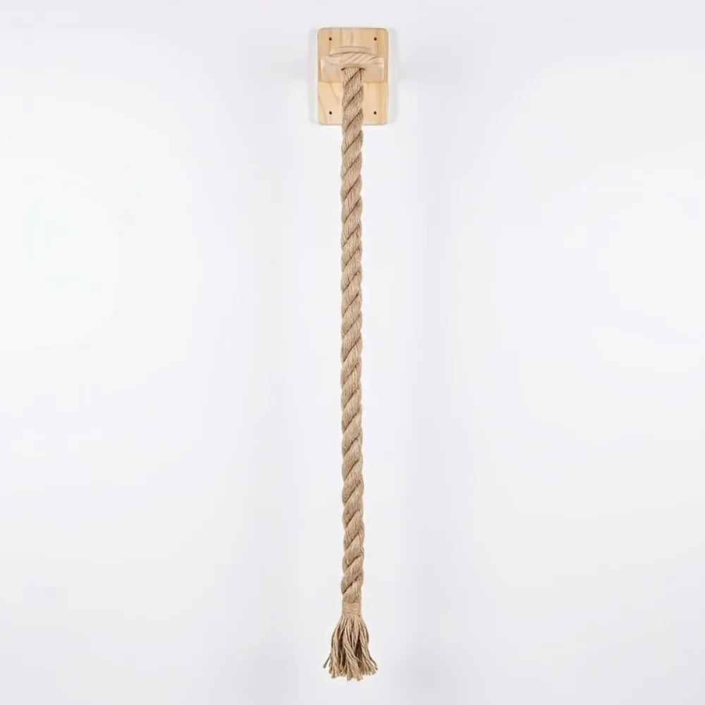 Wandmontierter Sisal-Kratzbalken mit Holzmontageblock