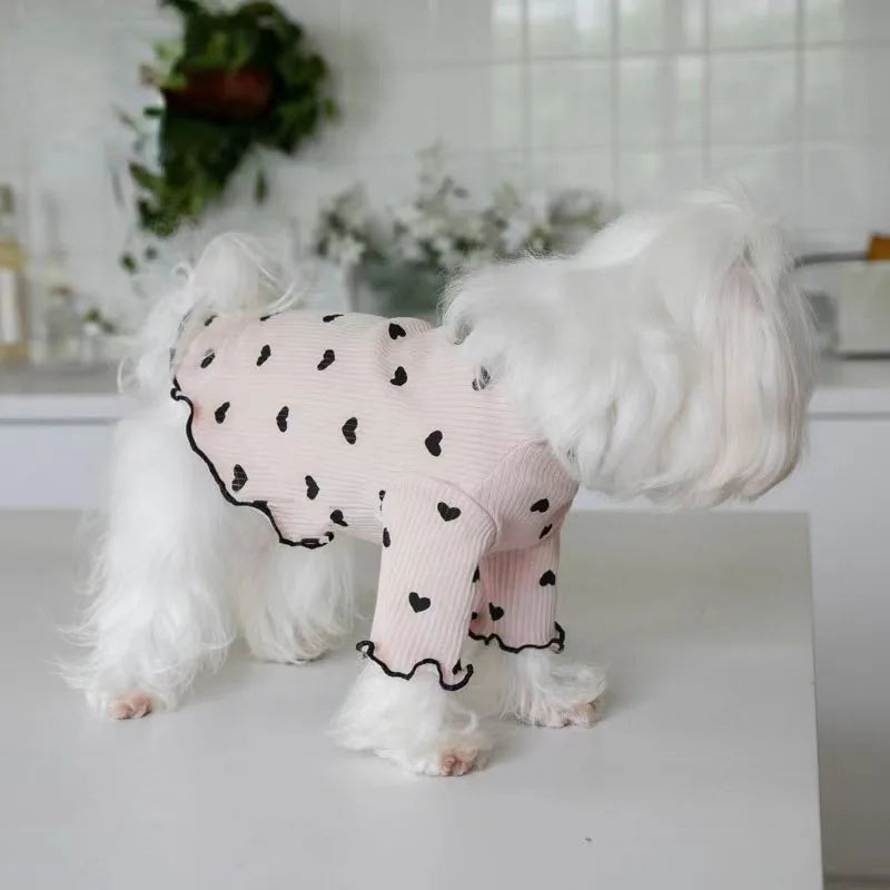 Cozy Heart Print Waffle Vest for Small Dogs